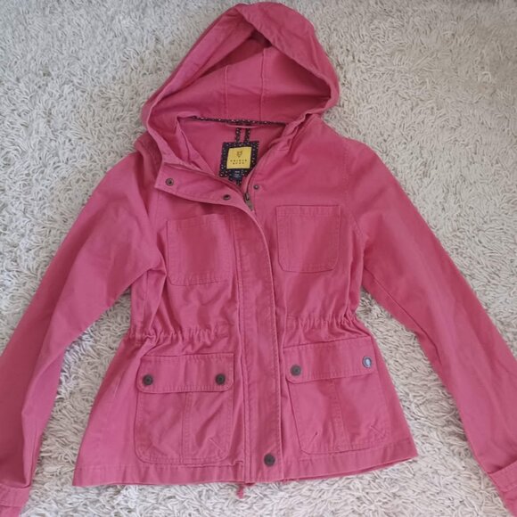 Prince & Fox Women’s M Coral Pink Utility Anorak Jacket Hooded Cotton Zip - Picture 1 of 9